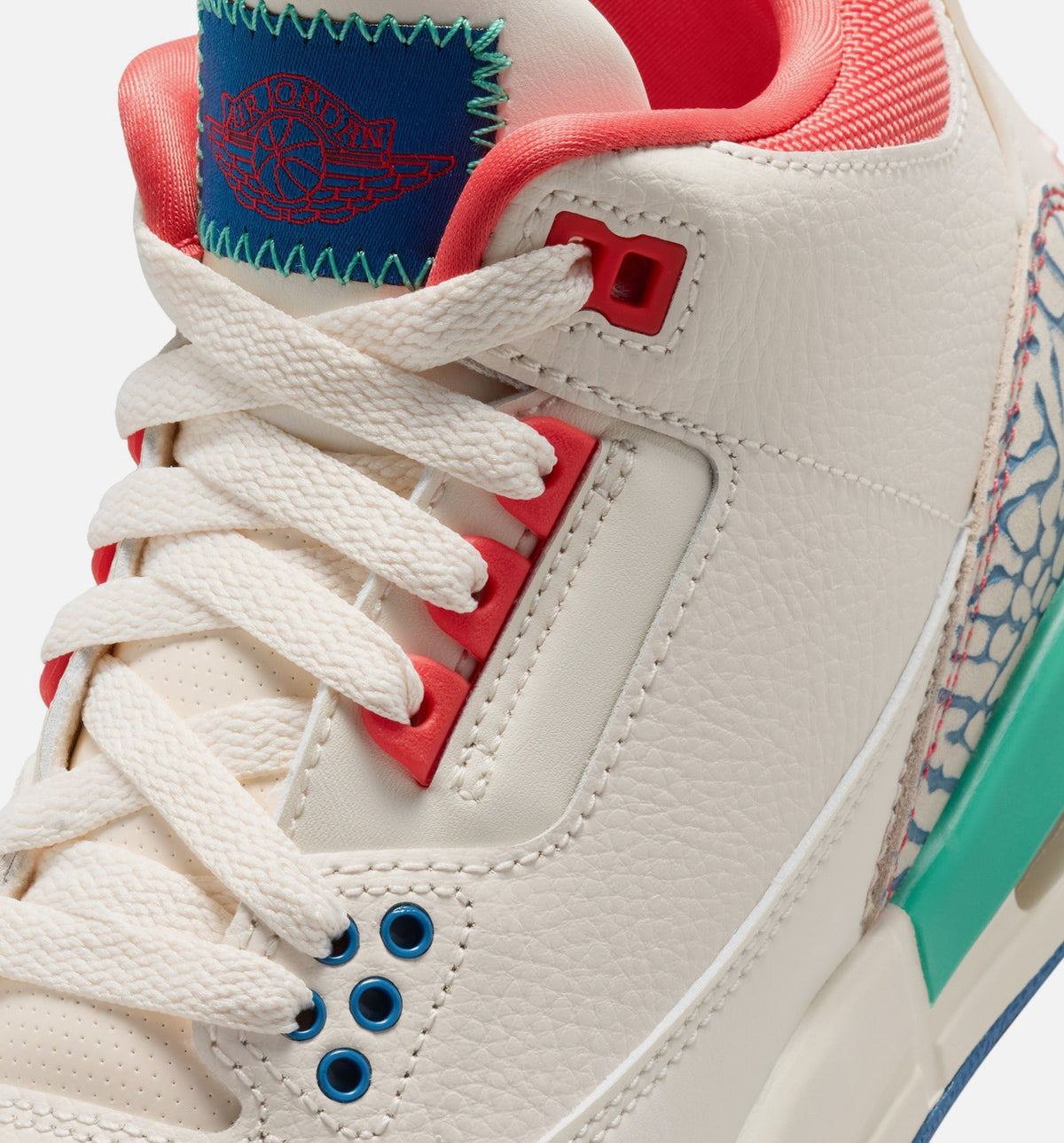 Air Jordan 3 Retro Play Your Way Youth Sneakers - Chalk/Track Red/True Blue/Kinetic Green
