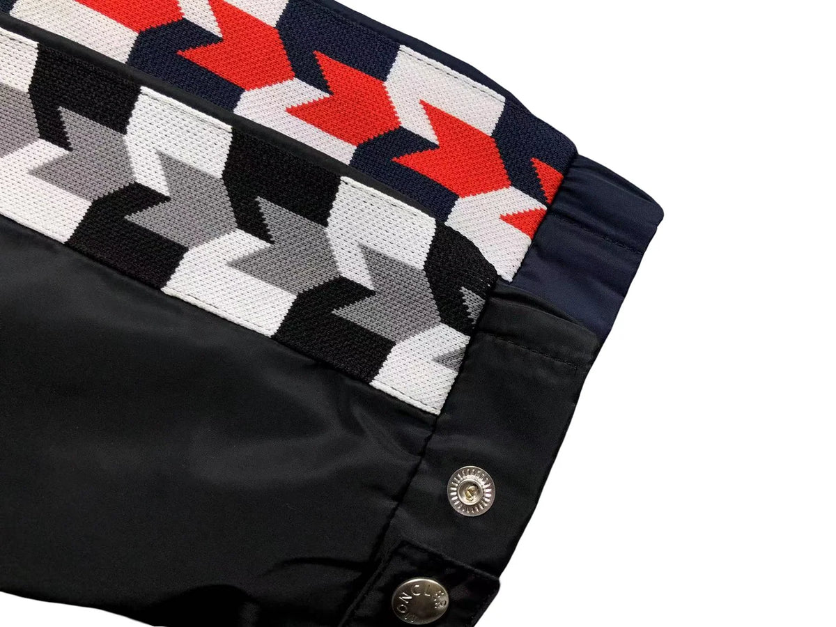 Moncler Black and White Geometric Sleeve Hooded Jacket