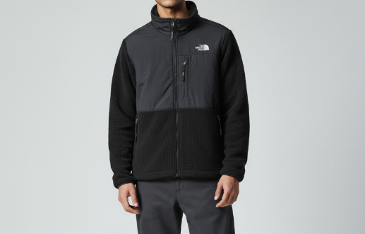 The North Face Black Mixed-Panel Stand Collar Fleece Jacket