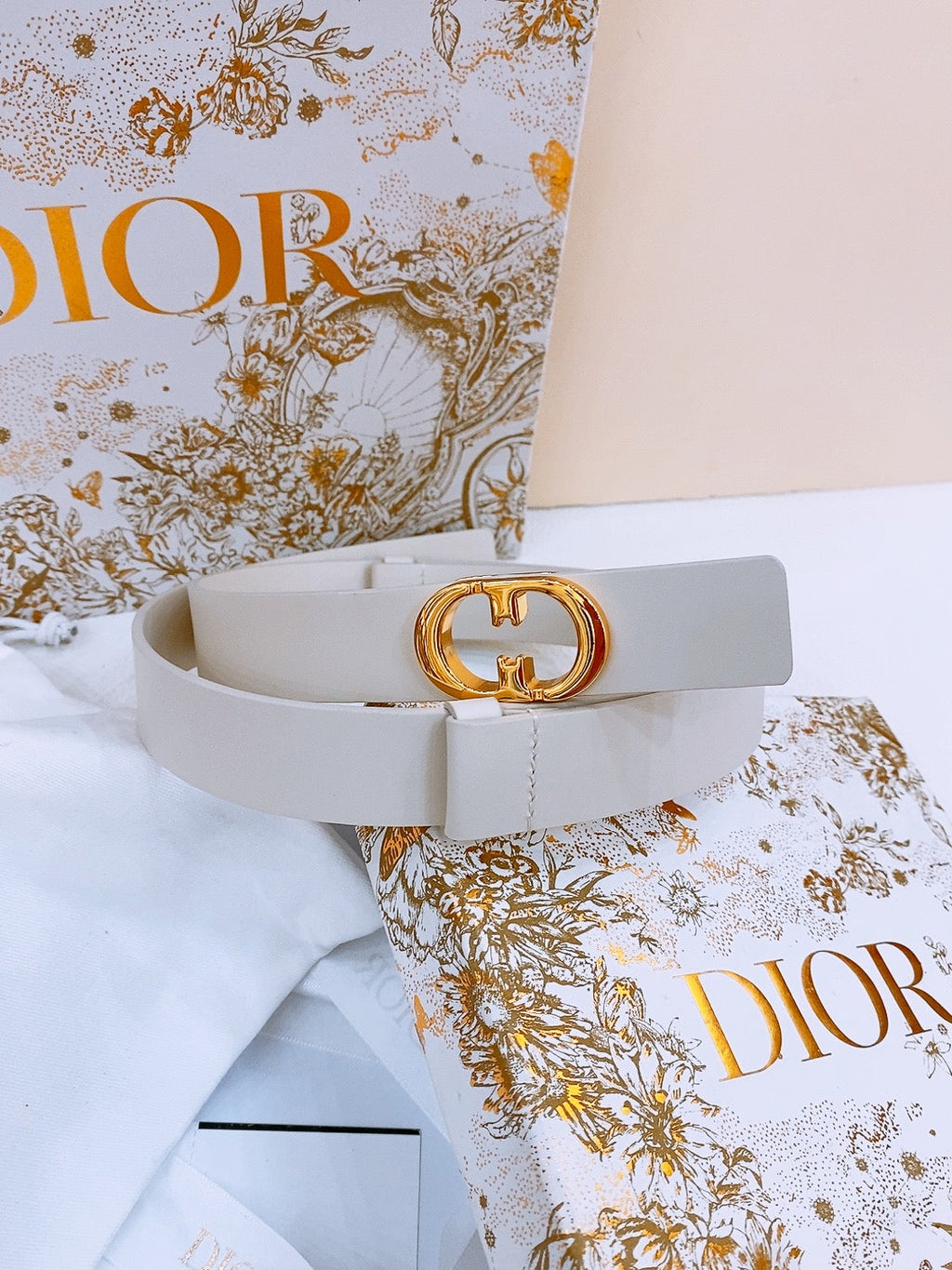 DIOR 25S BELT 25 MM IN WHITE CALFSKIN 561822
