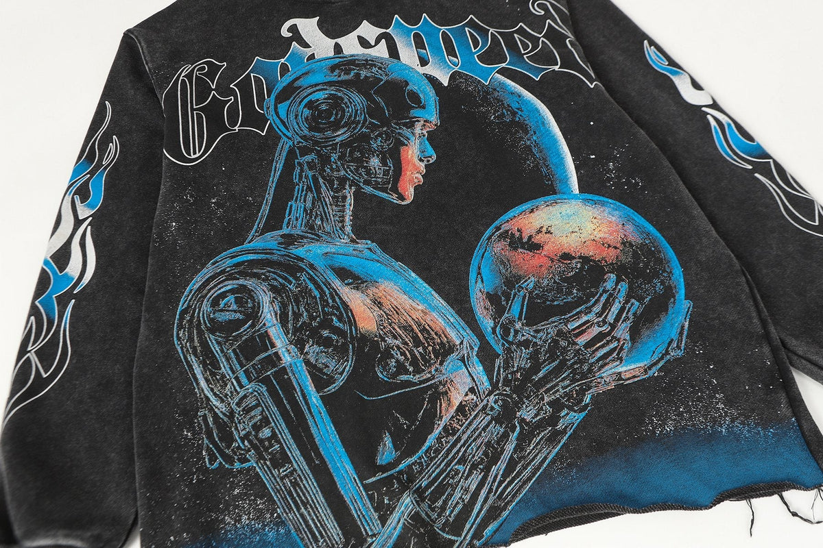 Godspeed Robot Skull Flame Graphic Hoodie