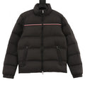 Moncler Black Contrast Stripe Stand Collar Puffer Jacket