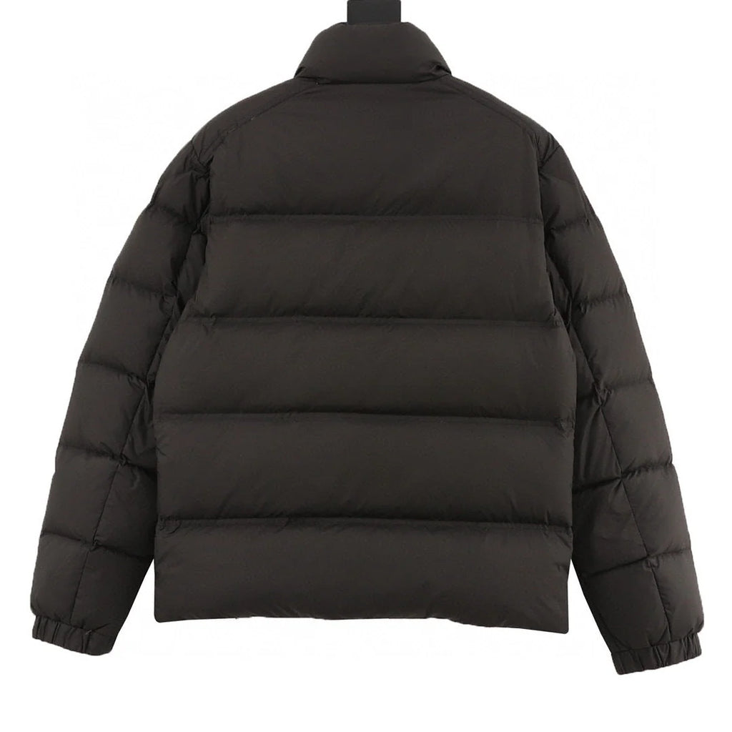 Moncler Black Contrast Stripe Stand Collar Puffer Jacket