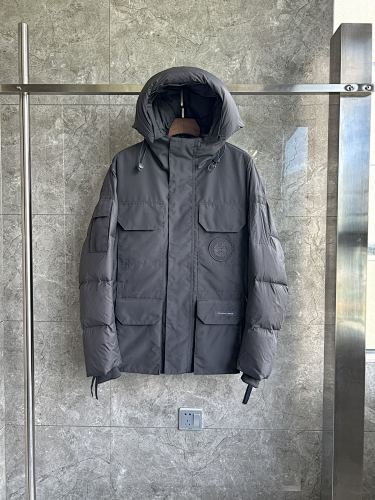 Canada Goose Charcoal Gray Multi-Pocket Hooded Puffer Jacket