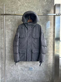 Canada Goose Charcoal Gray Multi-Pocket Hooded Puffer Jacket