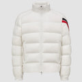 Moncler Off-White Stripe Detail Stand Collar Puffer Jacket
