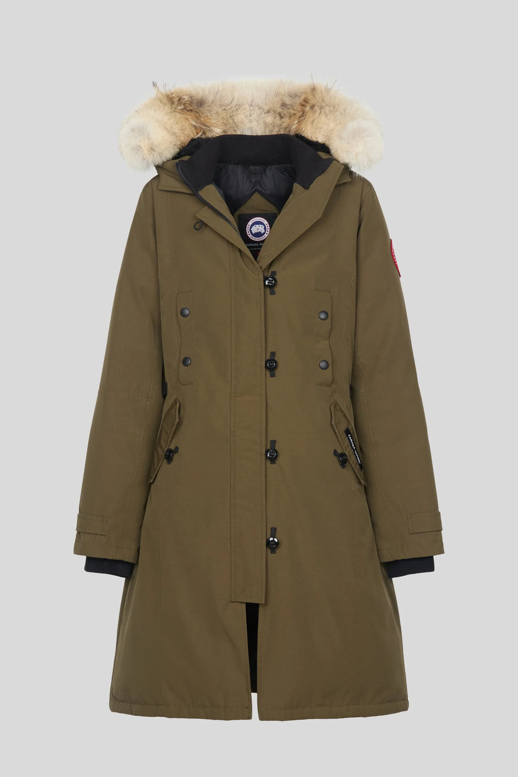 Canada Goose Olive Green Plush-Trim Hooded Long Parka