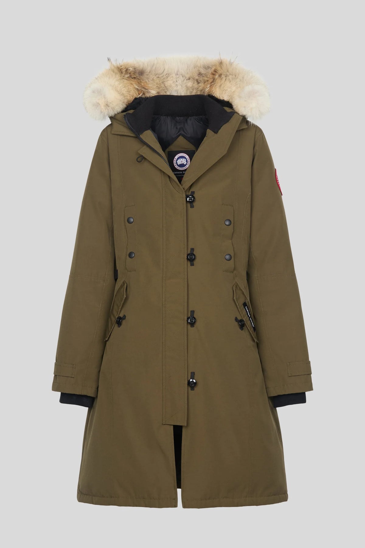 Canada Goose Olive Green Plush-Trim Hooded Long Parka