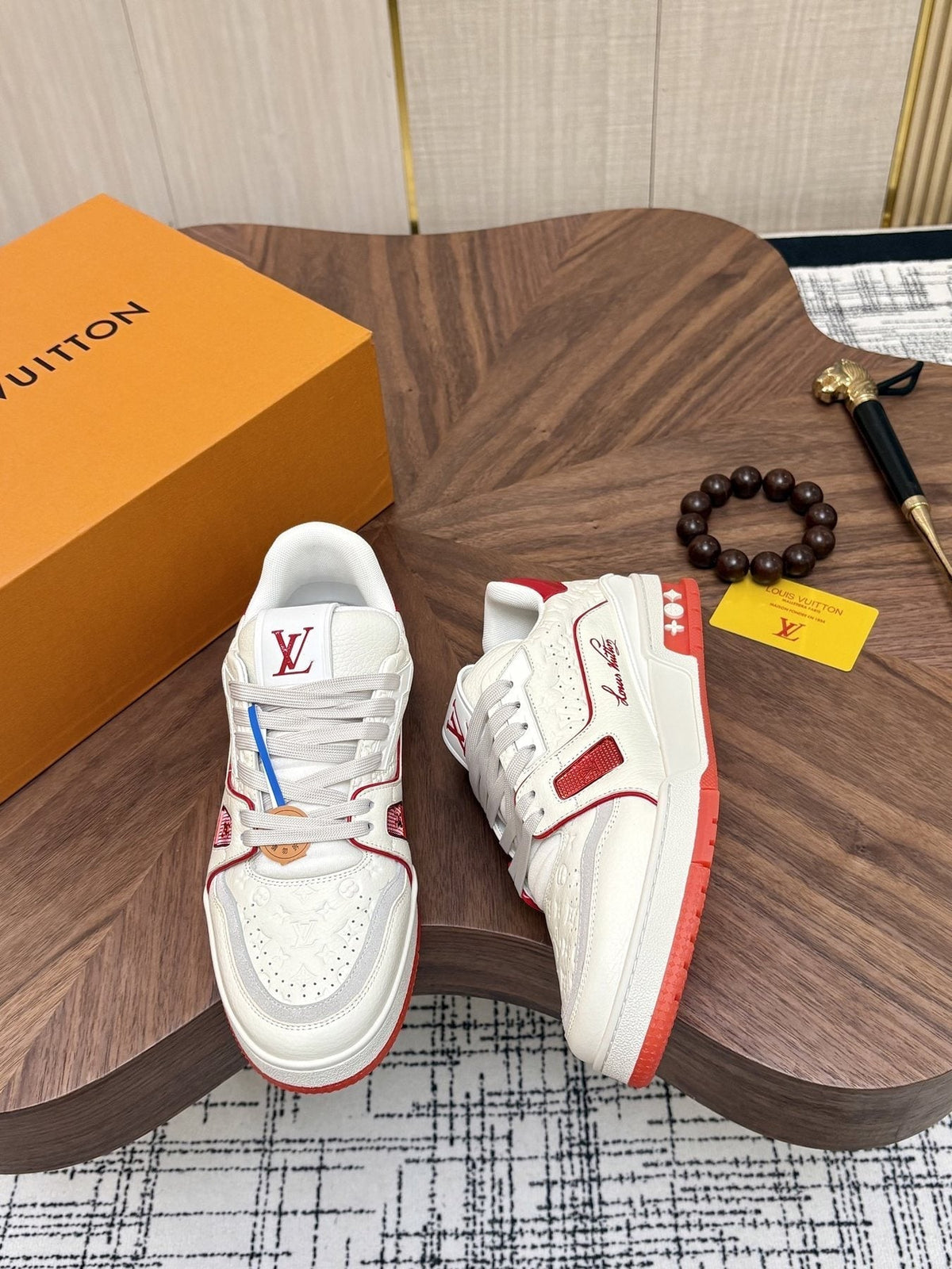 Louis Vuitton Red and Blue Accent Sneakers