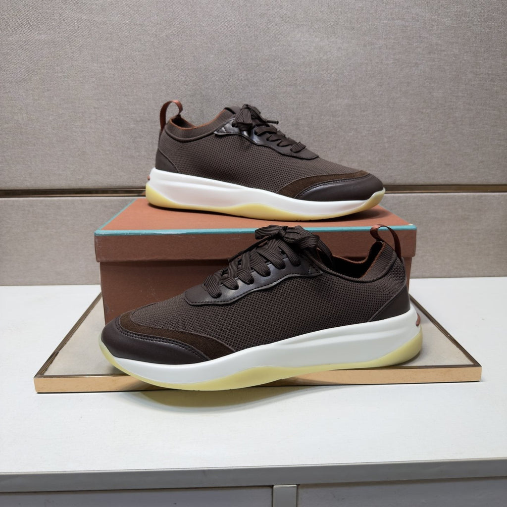 Men's Dark Brown Paneled Sneakers