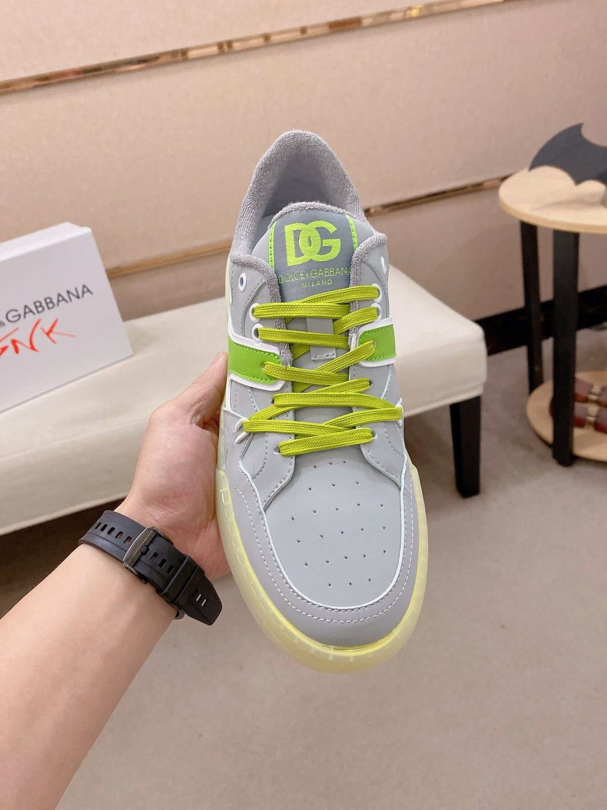 Dolce & Gabbana Neon Accent Low-Top Sneakers