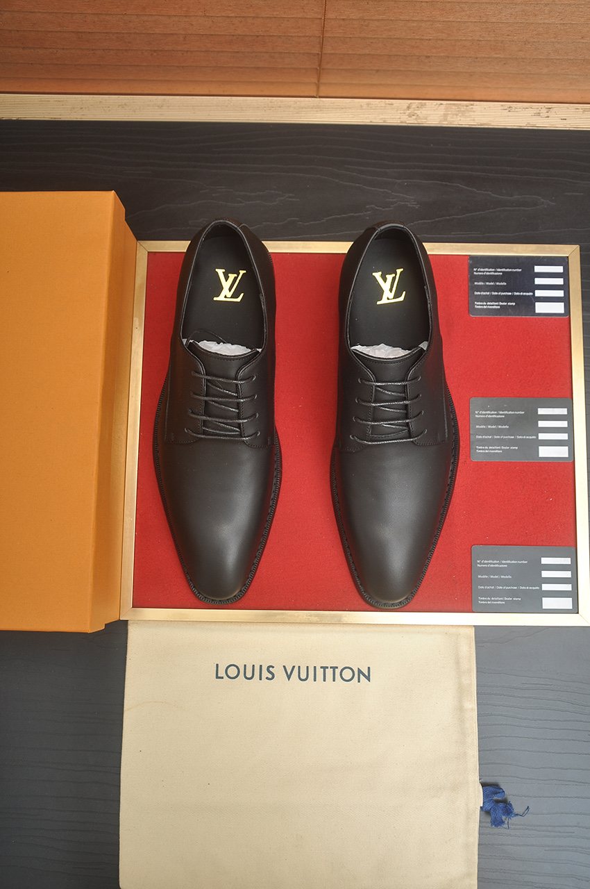 Louis Vuitton Black Monogram Tongue Lace-Up Dress Shoes