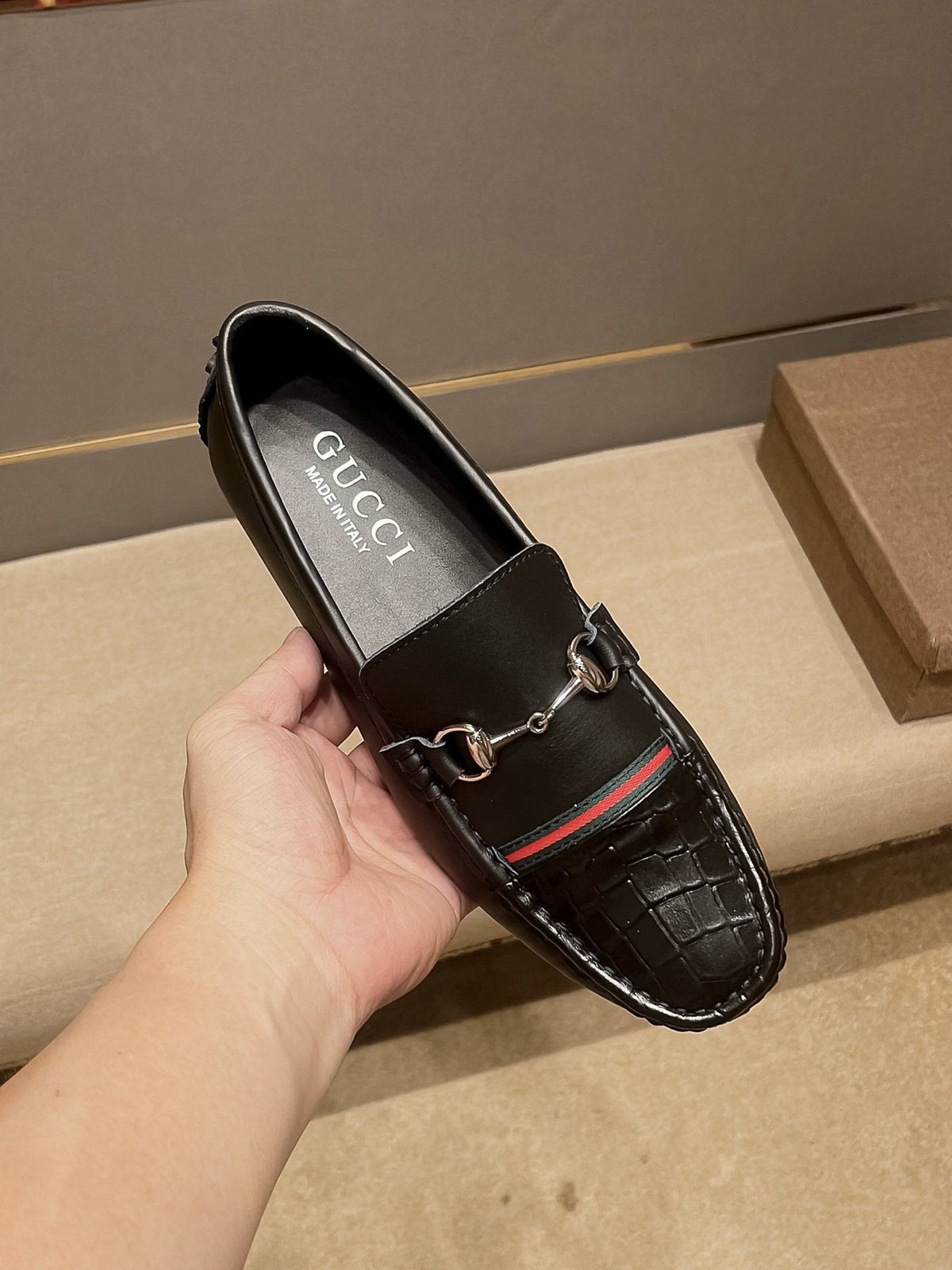 Gucci Men's Black Stripe Bit Loafers