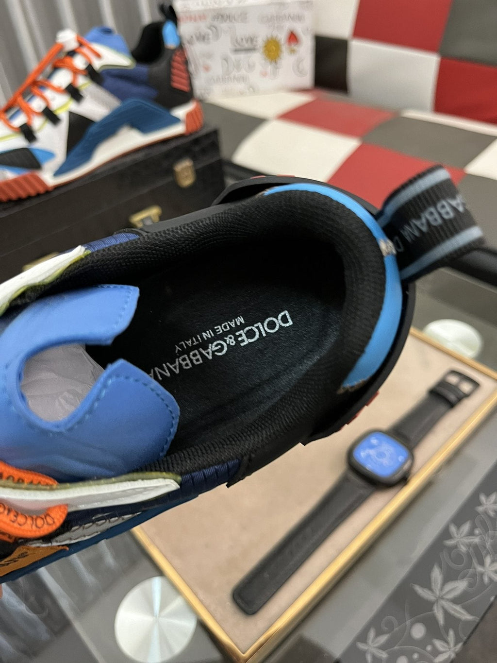 Dolce & Gabbana Colorblock Sneakers with Orange Laces