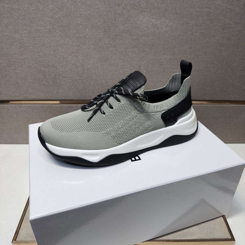 Berluti Gray-Green Lace-Up Sneakers