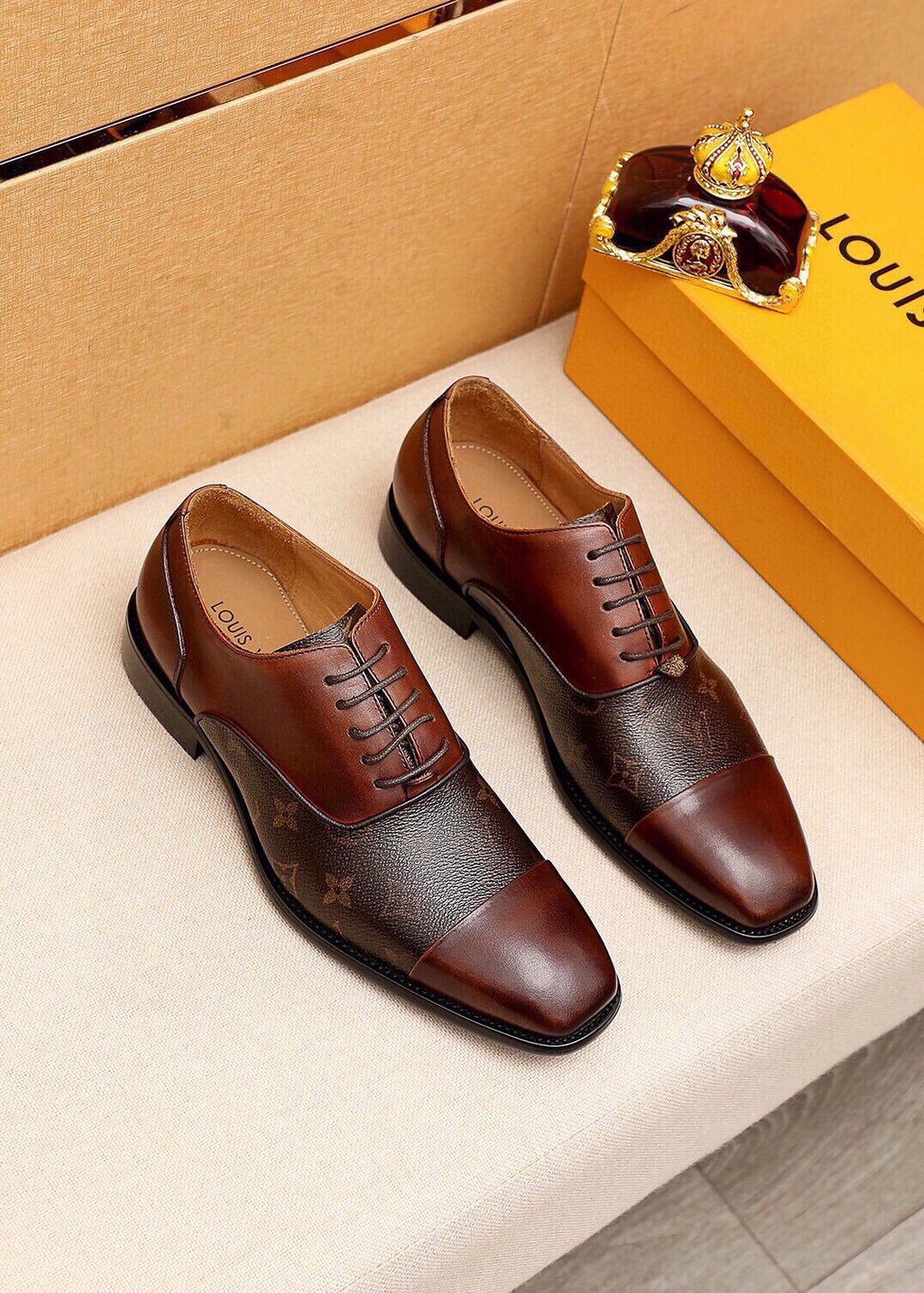 Louis Vuitton Patterned Panel Lace-Up Dress Shoes
