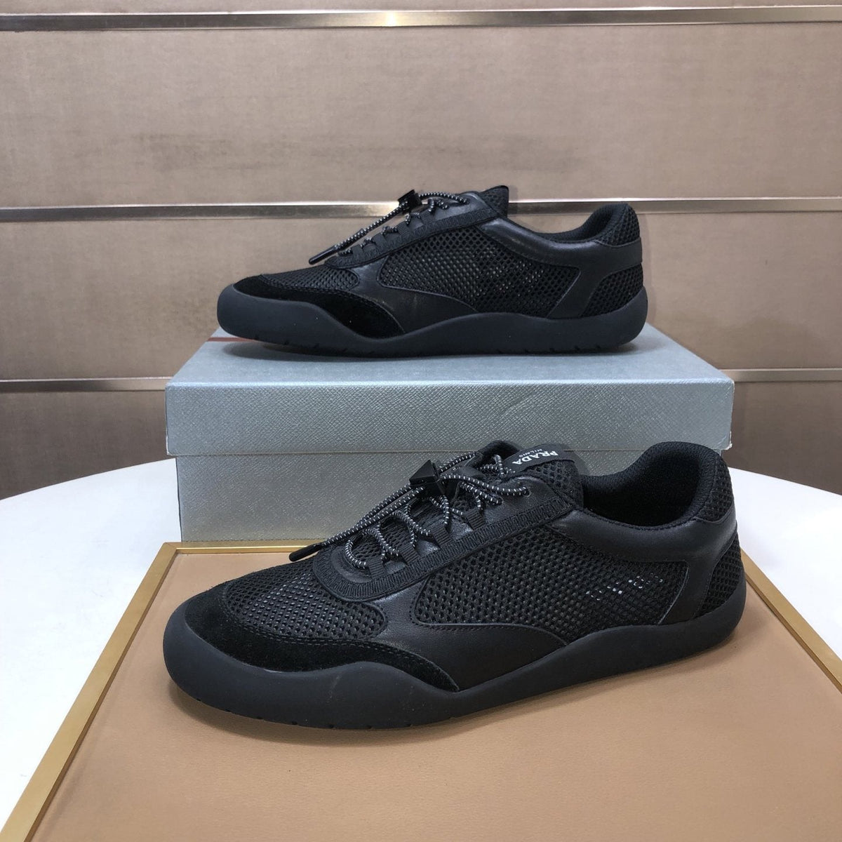 Prada Mesh Panel Low-Top Sneakers - Contrast Trim