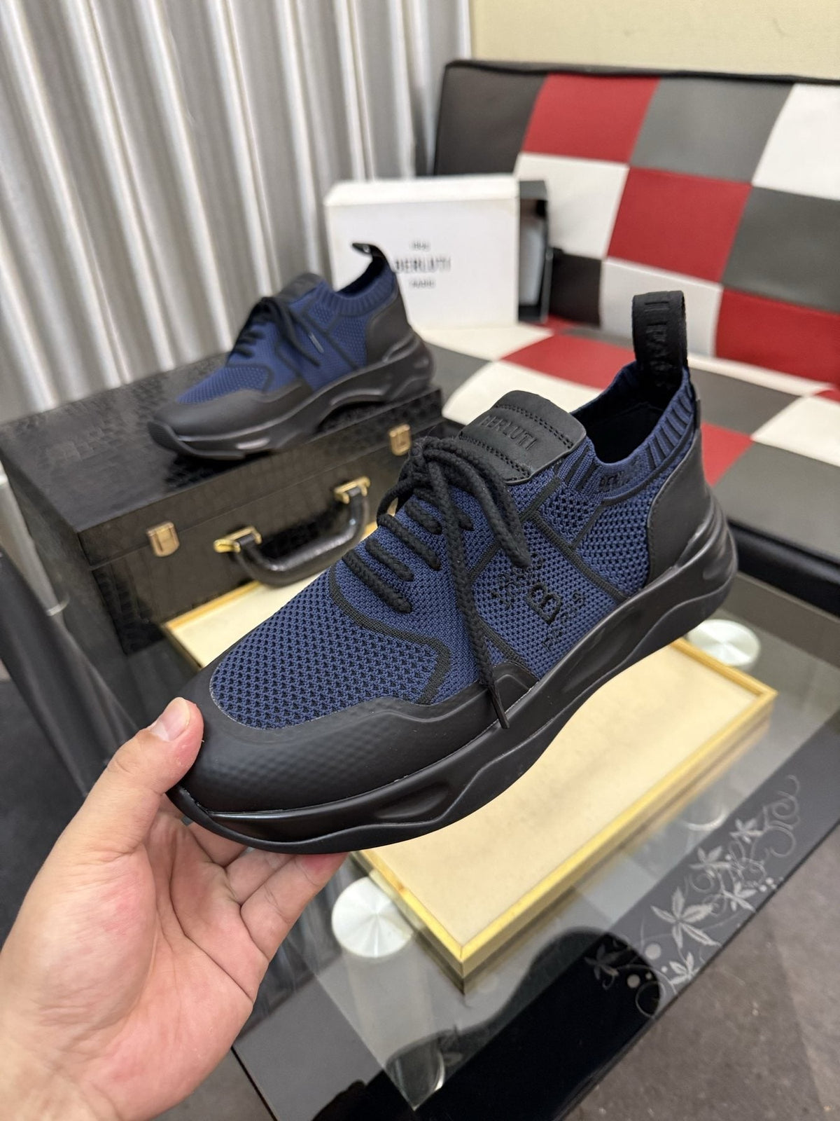 Berluti Men's Mesh Low-Top Sneakers