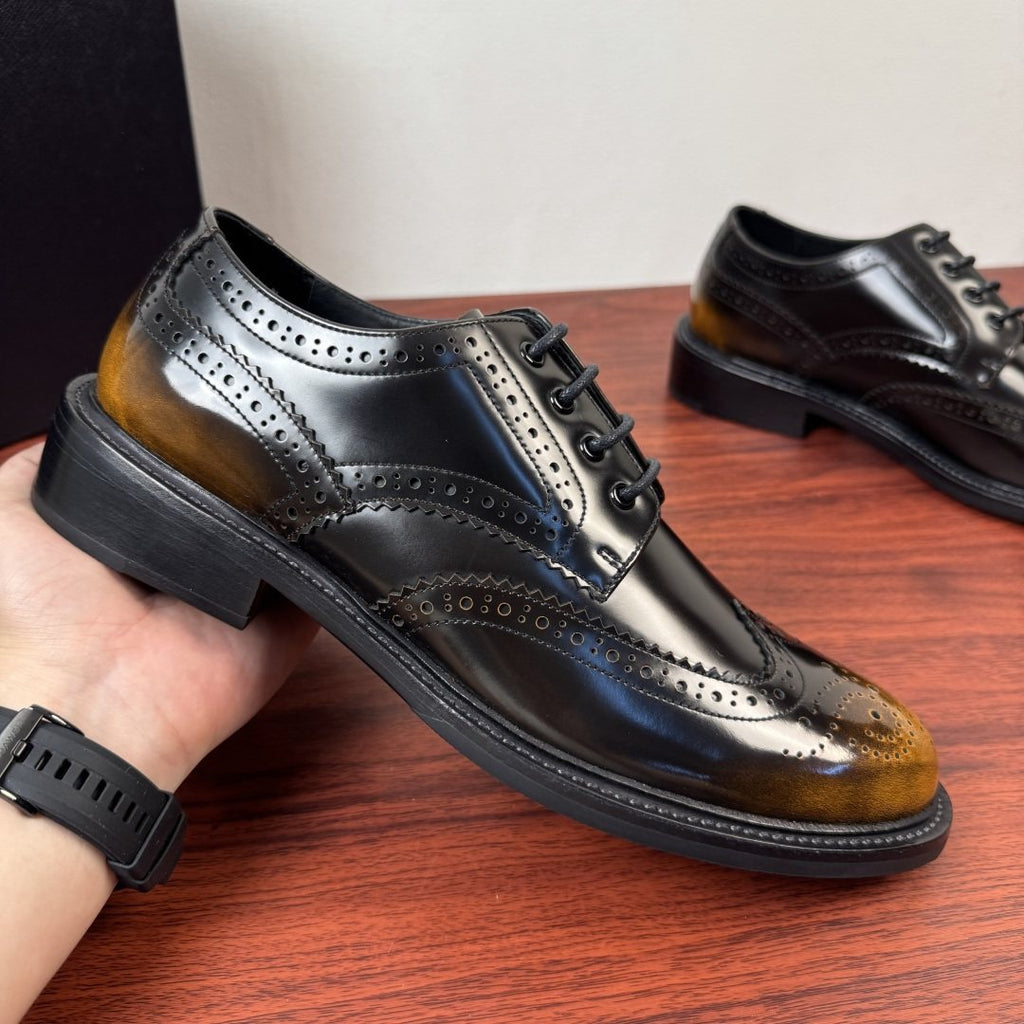 Prada Men's Burnished Brogue Derby Shoes