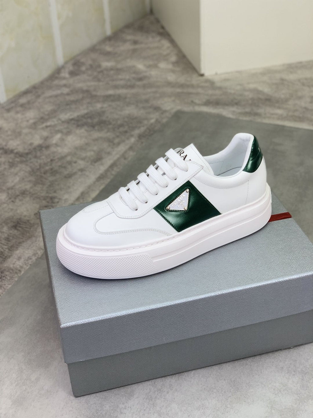 Prada Triangle Panel Low-Top Sneakers