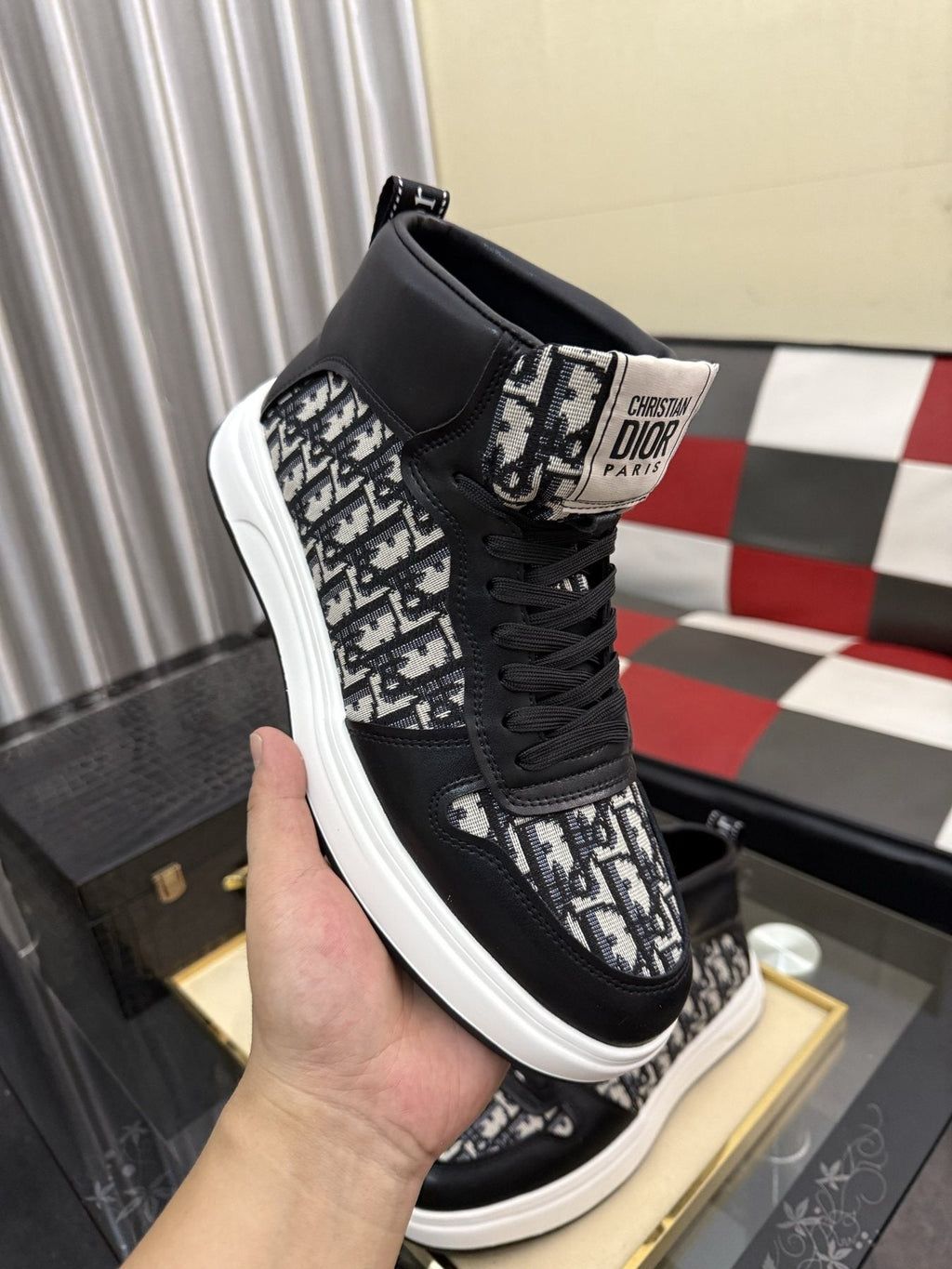 Dior Patterned High-Top Sneakers