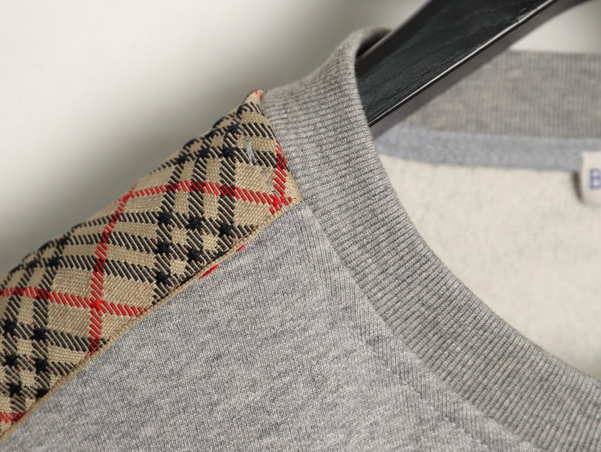 Burberry Check Tape Crewneck Sweatshirt - Gray